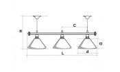 Лампа STARTBILLIARDS 3 пл. (плафоны хром,штанга черная,фурнитура хром,заглушки на штанге хром)