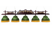 Лампа Император-Люкс 5пл. ясень (№1,бархат зеленый,бахрома желтая,фурнитура золото)