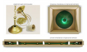Лампа STARTBILLIARDS 6 пл. RAL (плафоны зеленые матовые,штанга коричневая,фурнитура золото)