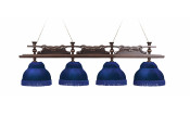 Лампа Император 4пл, ясень (№1,бархат синий,бахрома синяя,фурнитура золото)
